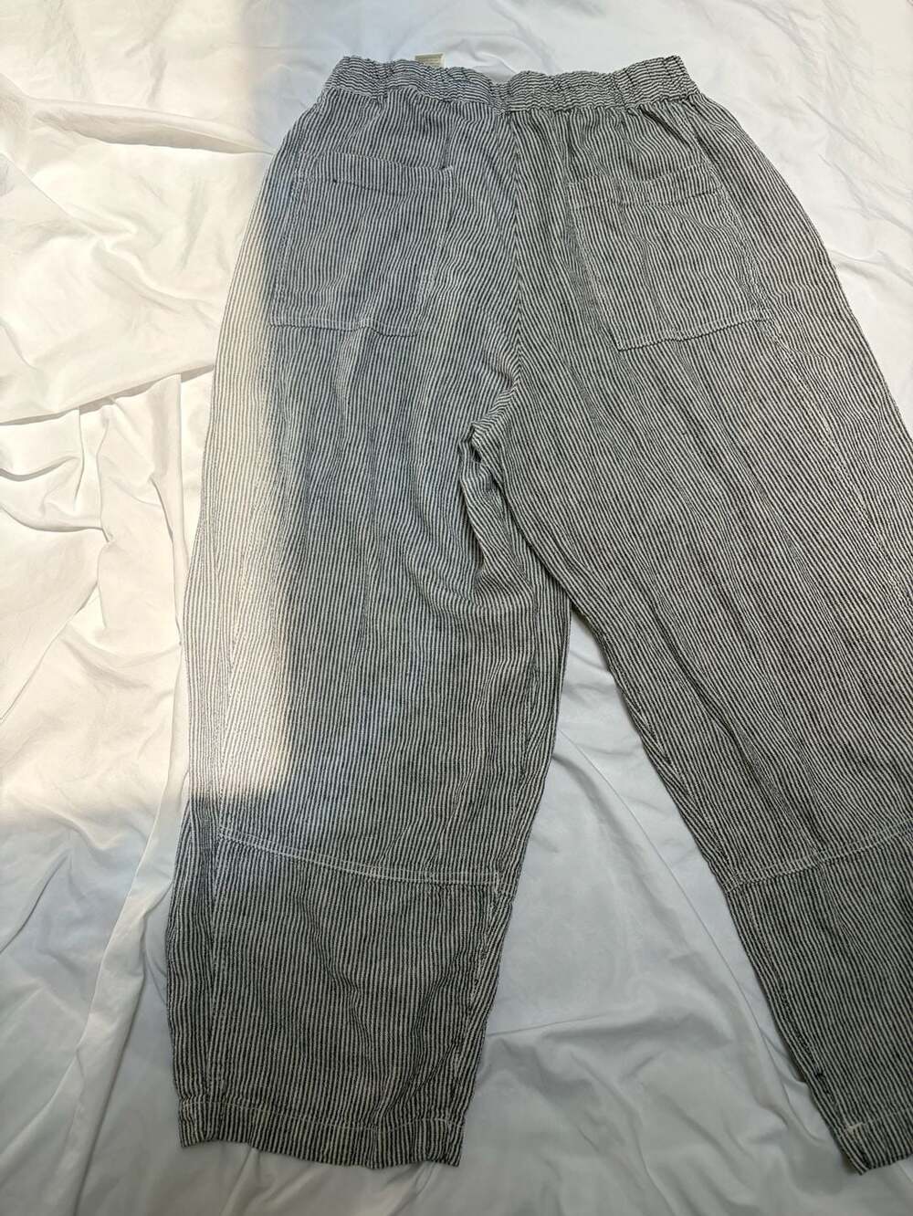 Max Studio London Striped Linen Blend Pull-On Lantern Pants size L - Picture 7 of 9
